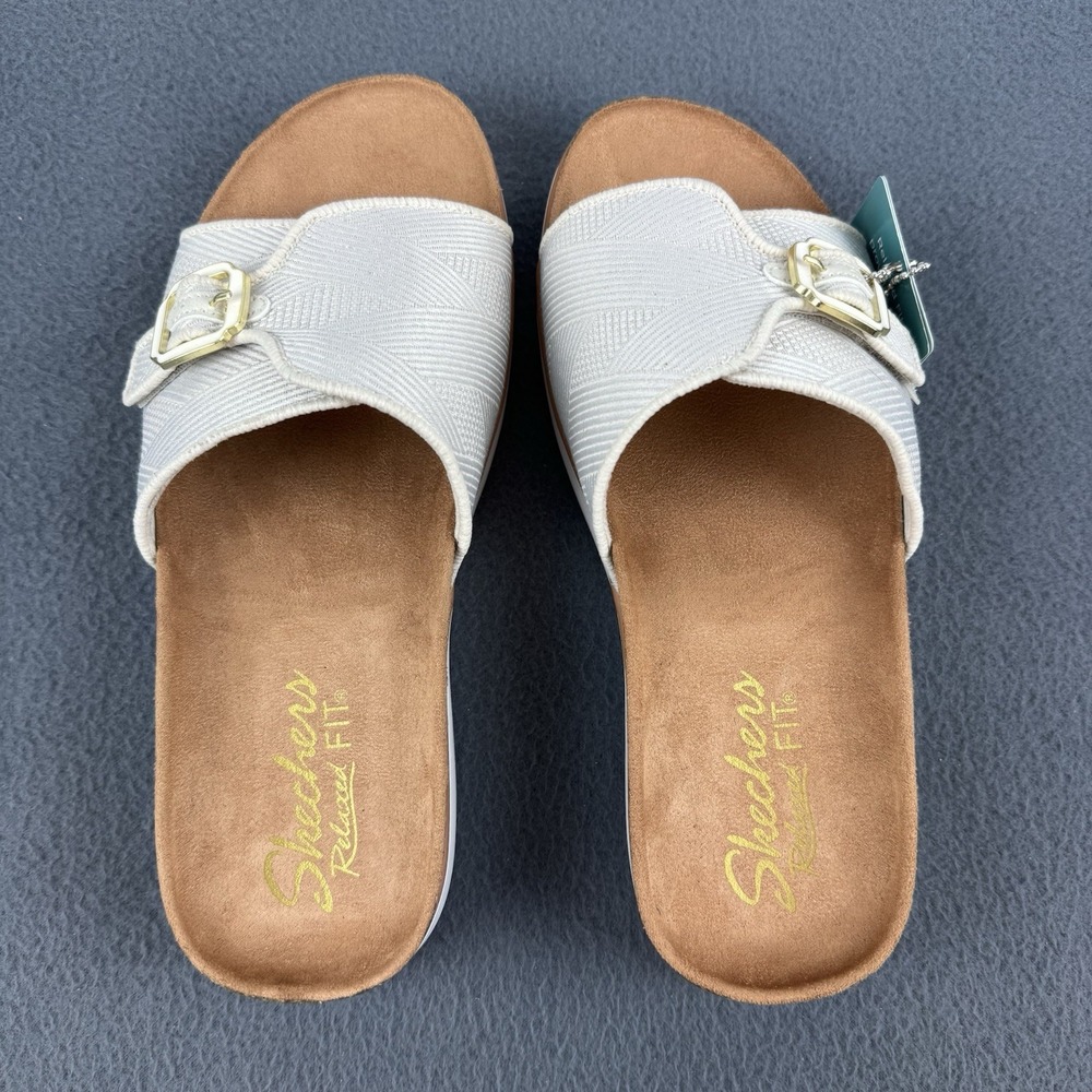 SKECHERS lifted comfort Womens relaxed fit Restless Wave Slide OFF WHITE - 9 US - Picture 4 of 5